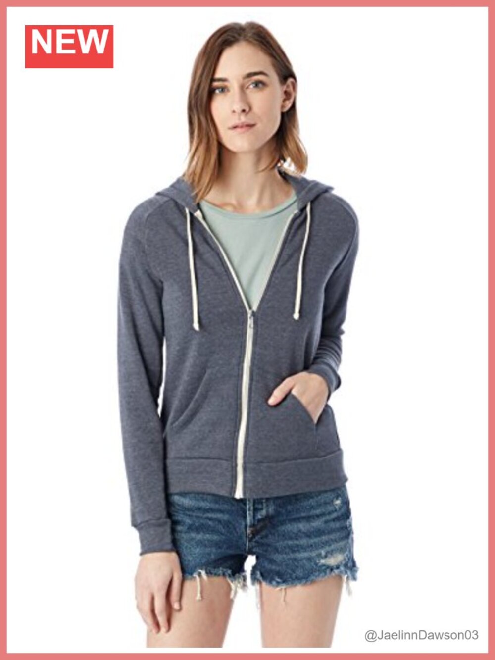 Eco-Fleece Fitted Zip-Up Hoodie Recycled Polyester Women's Sweatshirt